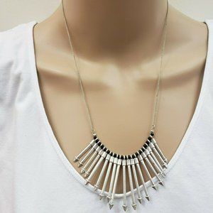 Women Necklace Silver Arrows Clasp Closure Length 10.75"